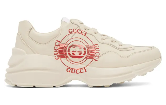 Gucci Beige Disc Print Rython Sneakers (630607 DRW00)