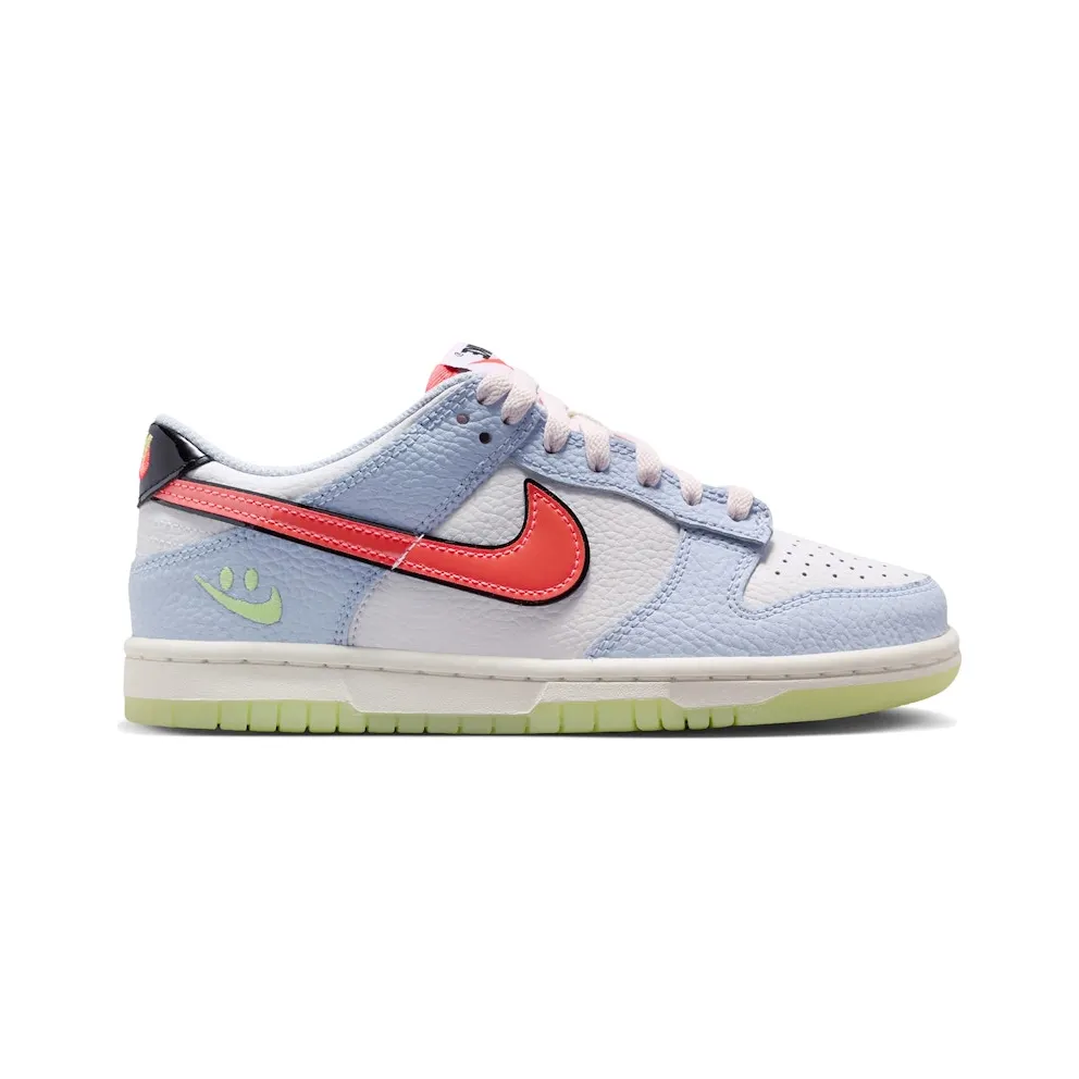 Nike Dunk Low Smiley Swoosh White Hydrogen Blue Crimson (IR0614-100)