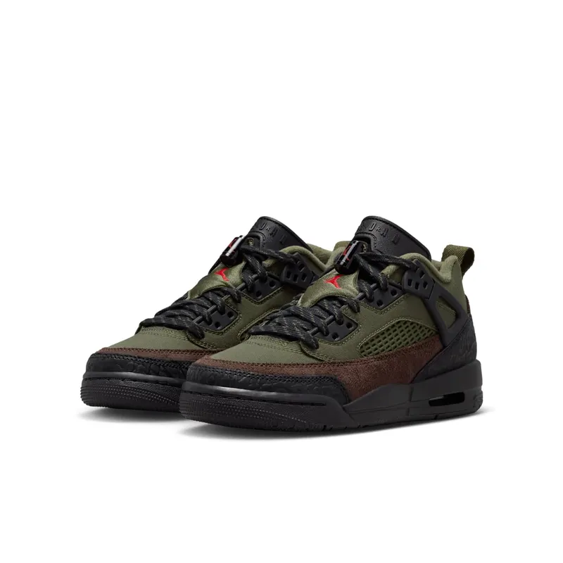 Jordan Spizike Low GS “Medium Olive / Black / Baroque Brown / University Red” (IH2359-200)