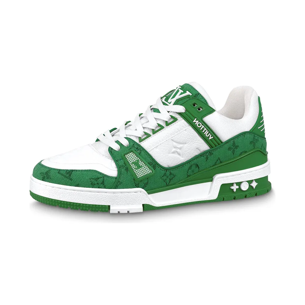 Louis Vuitton LV Trainer Green Monogram Denim White (1A9JHV)