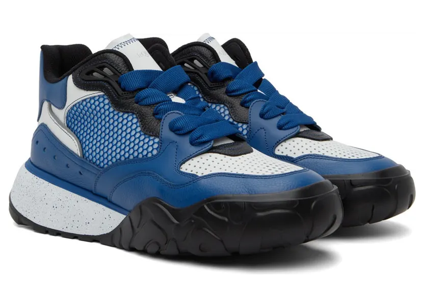 Alexander McQueen Blue & White Court Sneakers (705122WIBR2) (4)