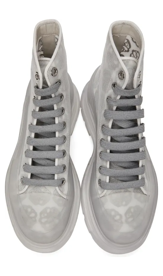 Alexander McQueen Grey Print Tread Slick High Sneakers (662675W4QR1) (5)