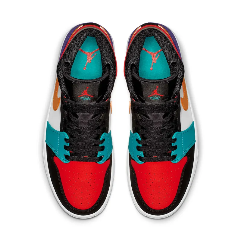 Jordan 1 Mid Bred Multi-Color White/University Red-Black-Turbo Green (554724-125)