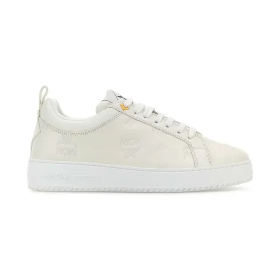 Mcm Leren met logo-reliëf “White” (MESEAAJ02)