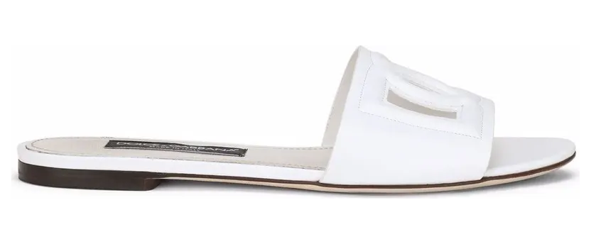 DOLCE & GABBANA – Leather Slide with Dg Logo – Woman – Size 38 (CQ0436AY32980001)