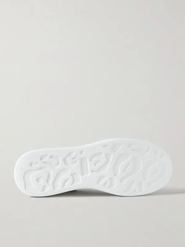 Mcqueen Exaggerated-Sole Rubber-Trimmed Leather Sneakers White (553680WWAAN) (3)
