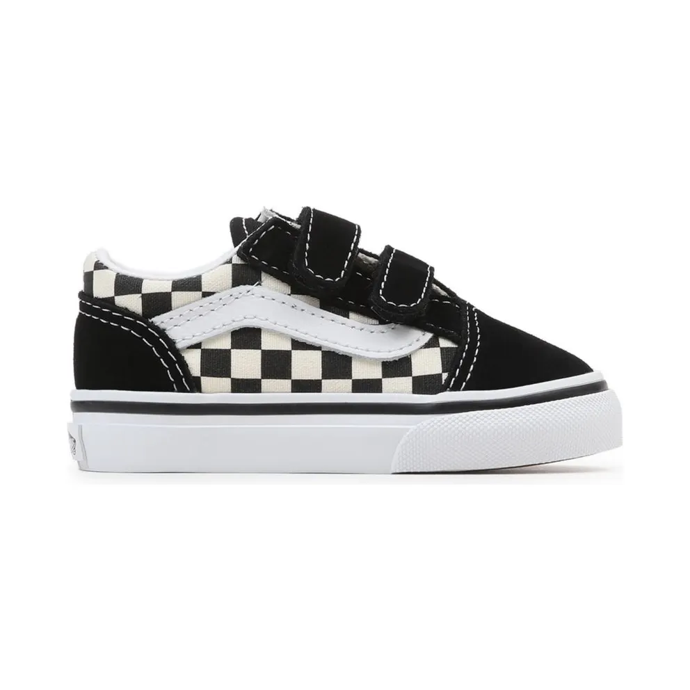 VANS Primary Check Old Skool Velcro Toddler Shoes Black (VN0A38JNP0S)