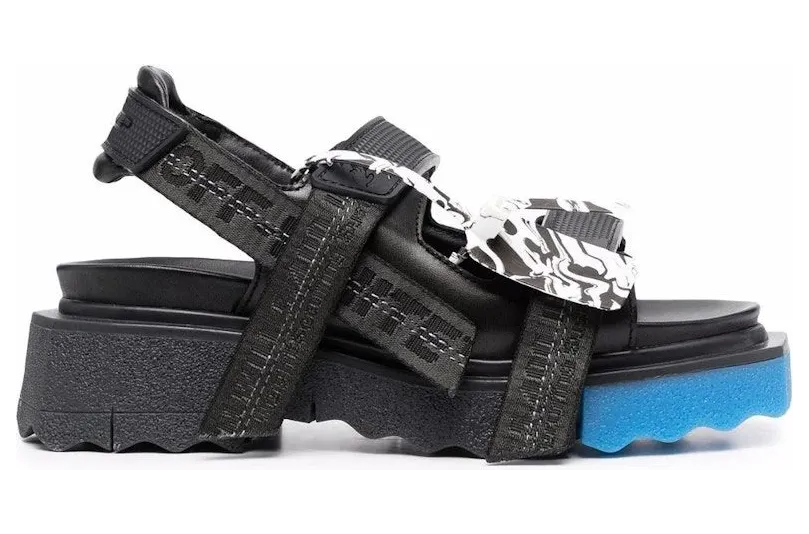 OFF-WHITE Trek Strap Sponge Sandals Black Blue (OWIH013F21LEA0011010)