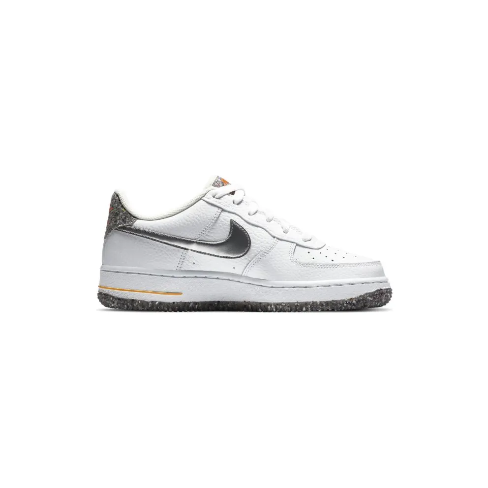 Nike Air Force 1 Crater Grind (GS) White/Metallic Silver-Light Smoke Grey-Laser Orange (DB1558-100)