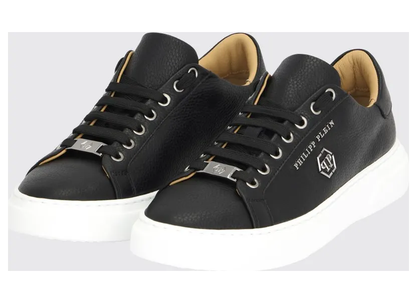 Philipp plein Low-Top Lace-Up Smooth Leather Sneakers with Round Toe Black (UAFSUSC1085PLE010N02)