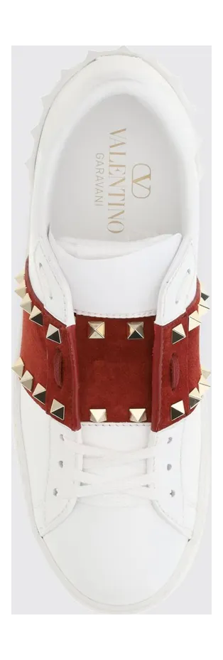 Valentino garavani Rockstud Untitled Leather and Suede Sneakers with Iconic Studs Red (S0A01ZBV3FB) (3)
