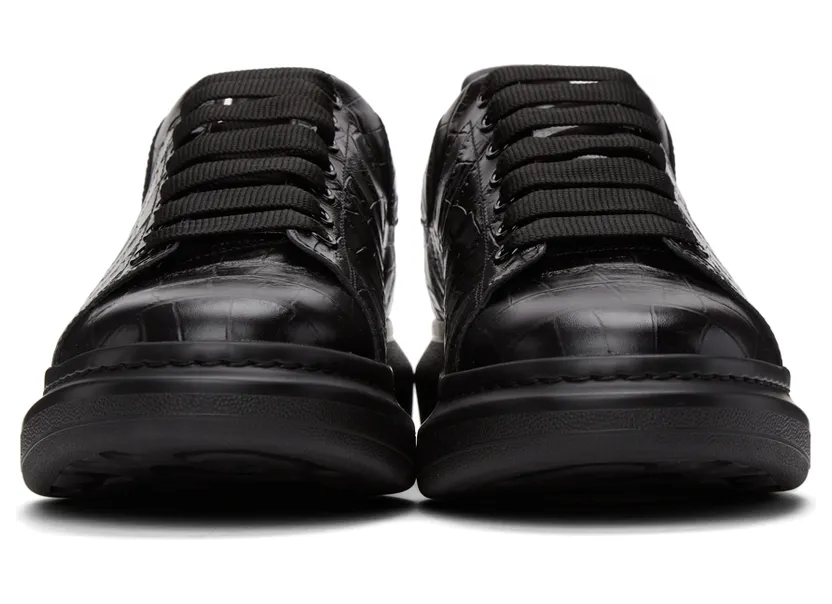 Alexander McQueen Black Croc Oversized Sneakers (553680WIAY0) (2)