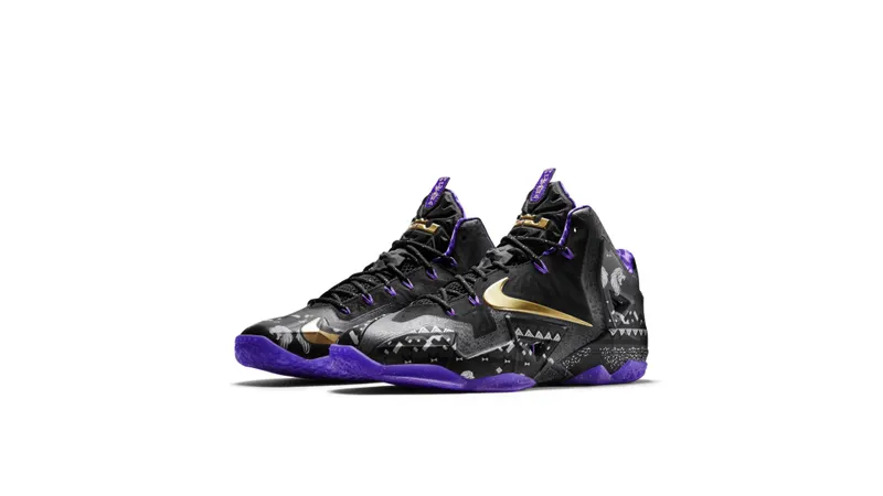Nike LeBron 11 Black History Month Anthracite/Metallic Gold-Purple Venom (646702-001)