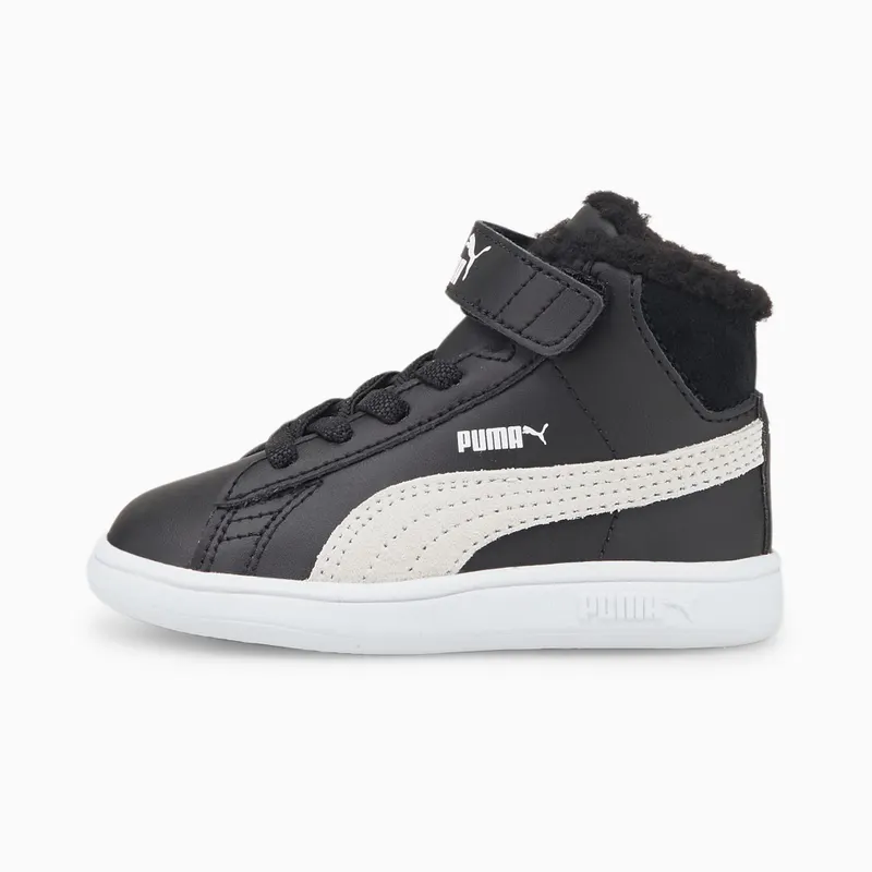 PUMA Smash V2 Mid Fur V Babies’ Black/White (366899-02)