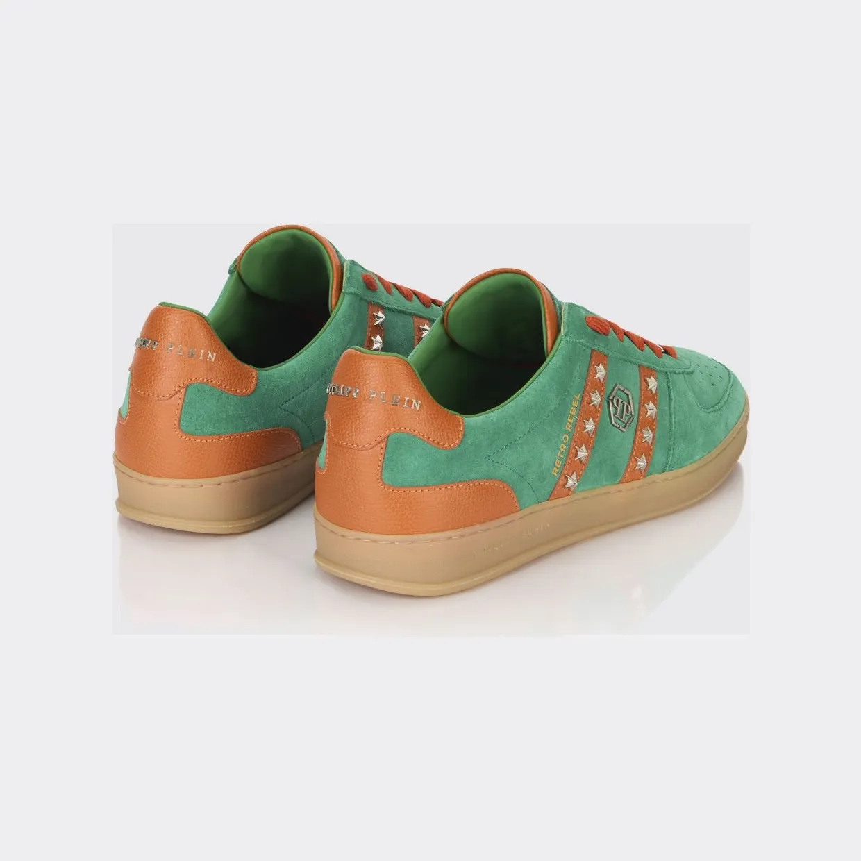 Philipp plein Retro Rebel Suede Sneakers with Applied Stars Green (SAFSUSC0911PLE009N05) (2)