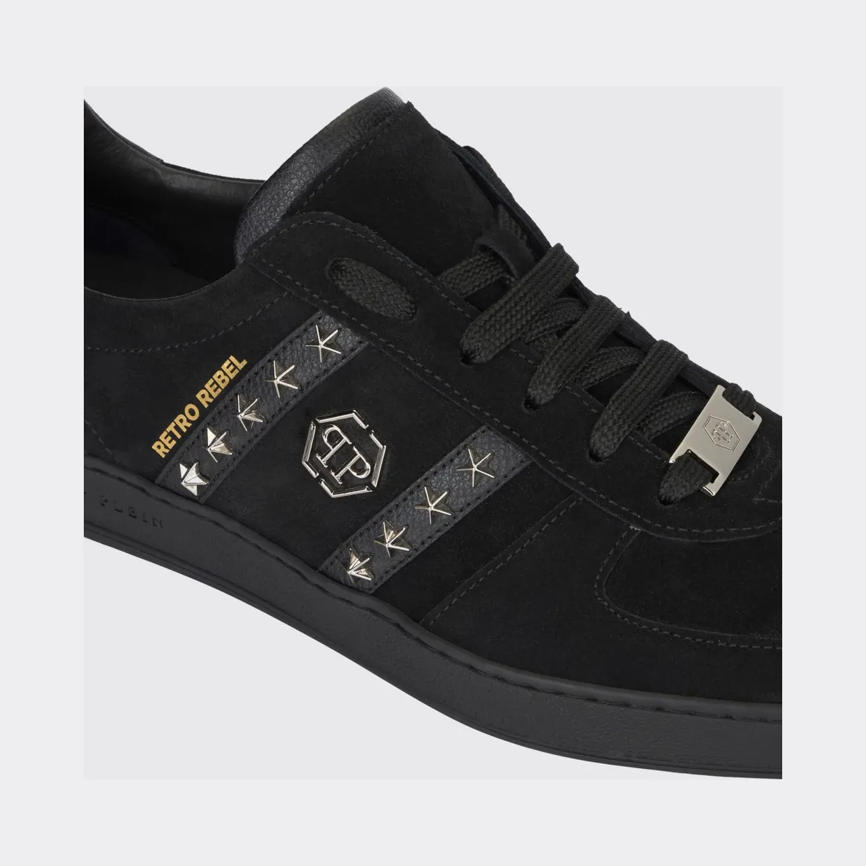 Philipp plein Retro Rebel Suede Sneakers with Applied Stars Black (SAFSUSC0911PLE009N0202) (3)