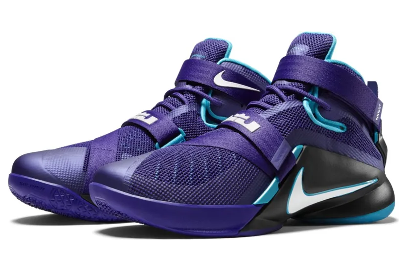 LeBron Soldier 9 “Hornets” Court Purple/Black-Blue Lagoon-White (749417-510)