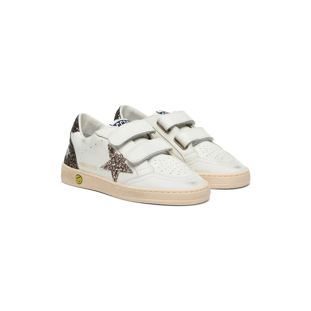 Golden Goose Ball Star Strap Leather Upper Toe and Strap Glitter Star Heel and Spur “White” (GJF00501 F008649 12509)