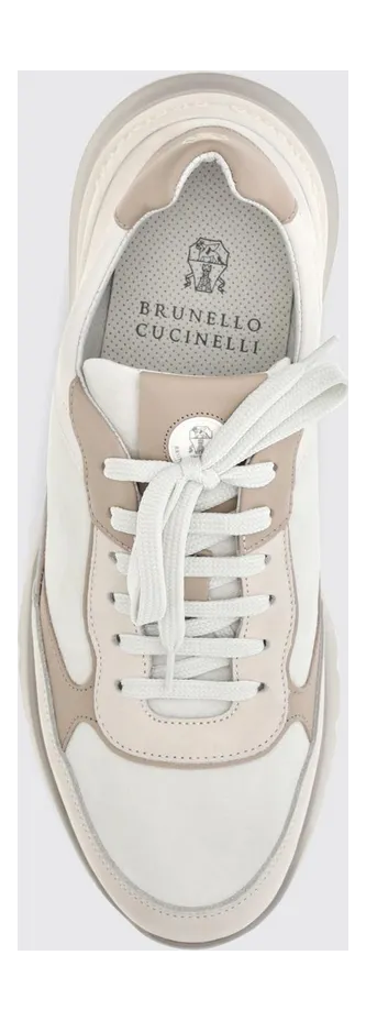 Brunello cucinelli Bicolor Suede and Leather Low-Top Sneakers with Serrated Sole White (MZUSNEO355CTG72) (3)