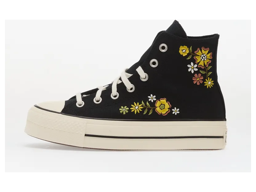 Sneakers Chuck Taylor All Star Lift Embroidered Flowers – Converse Black/ Egret/ Bright Outlook (A16864C)