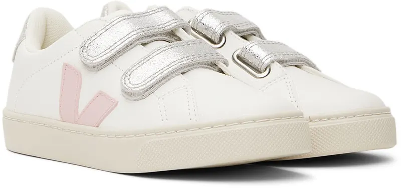 VEJA Kids White & Silver Leather Esplar (SV0502529C)