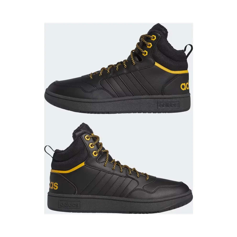 Adidas Hoops 3.0 Mid Lifestyle Basketball Classic Winter Shoes Core Black / Core Black / Preloved Yellow (IG7928)