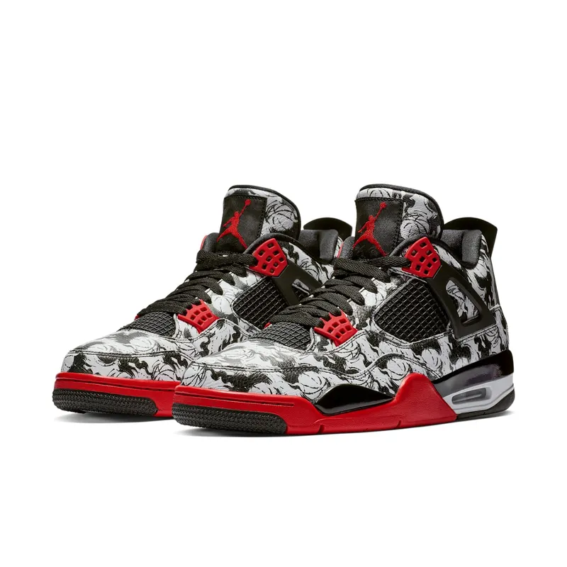Jordan 4 Retro Tattoo (2018) Black/Fire Red-Black-White (BQ0897-006)