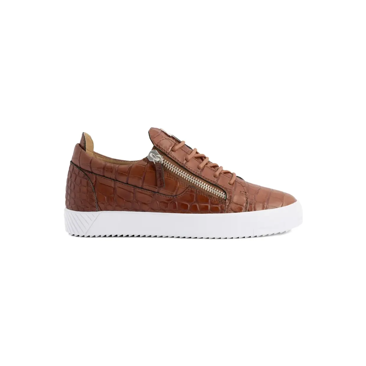 Giuseppe Zanotti Frankie leren met krokodillenprint en rits “Brown” (RU50029H05)
