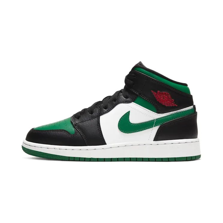 Air Jordan 1 Mid GS Green Toe “Black / White / Gym Red / Pine Green” (554725-067)
