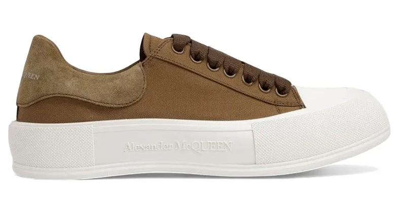 Alexander McQueen Deck Skate Plimsoll Lace-Up Khaki (654594 W4PQ1 3227)