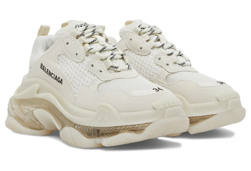 Balenciaga Tan Clear Sole Triple S Sneakers (544351 W2GA1) (4)