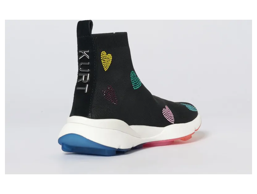 Kurt Geiger Stretch Knit Sneakers with Heart Rhinestones Black (5371805609BLACK/COMB) (2)