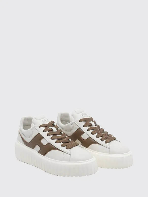 Hogan H-Stripes Smooth Leather Platform Trainers White 1 (HXW6450FE91LE902RK)
