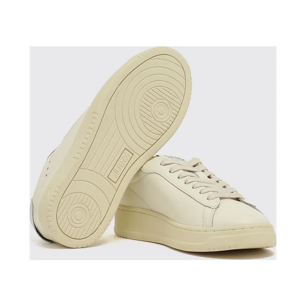 Autry Dallas Low Bicolour Calfskin Leather Trainers with Padded Low-Top Ankle Silver (ADLWMR07)
