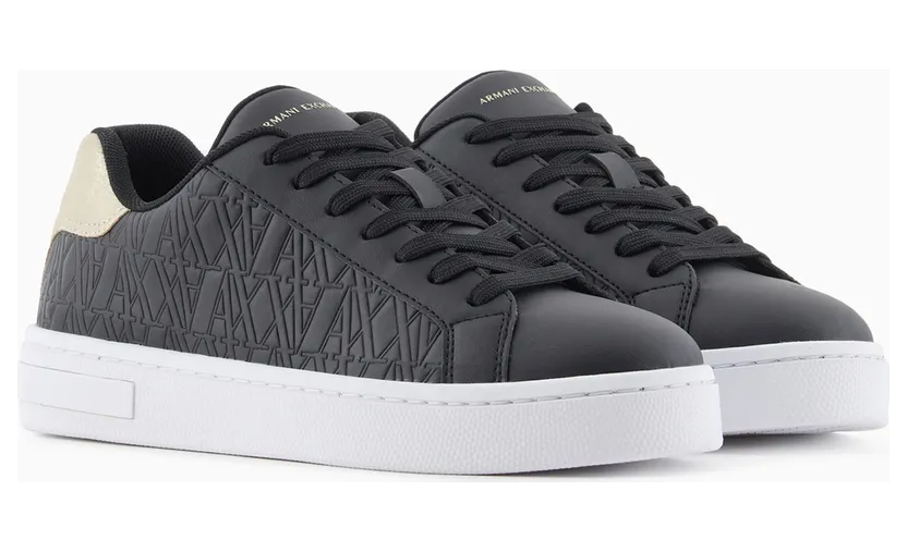Armani Low-Top Sneakers With Embossed Pattern And Contrast Heel (XDX165-XV891-T780) (2)