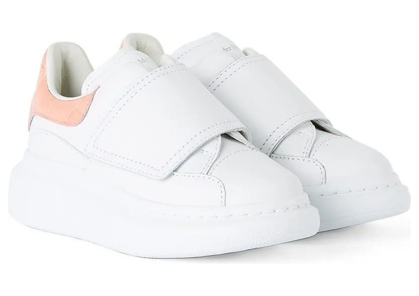 Alexander McQueen Kids White & Pink Croc Tab Velcro Oversized 9414 White/Pastel Pi (587693 WIAH3) (4)