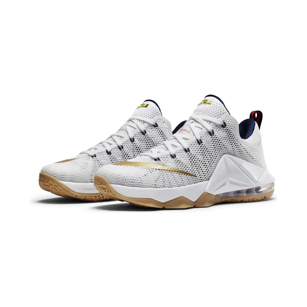 Nike LeBron 12 Low USA White/Midnight Navy/University Red-Metallic Gold (724557-174)