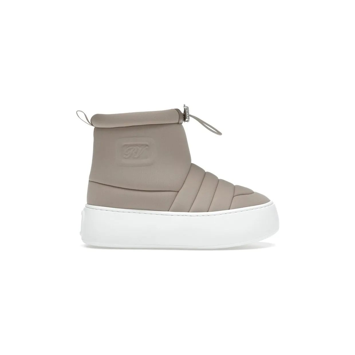 Roger Vivier Viv’ Winter Puffy Ankle Boots Beige Crystal Buckle (RVW73940370U051V13)