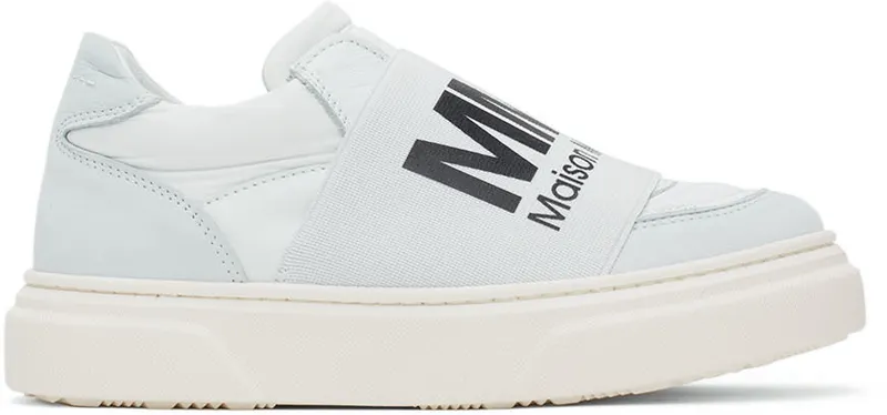 MM6 Maison Margiela Kids Off-White & Grey Elastic Logo Sneakers (70341)