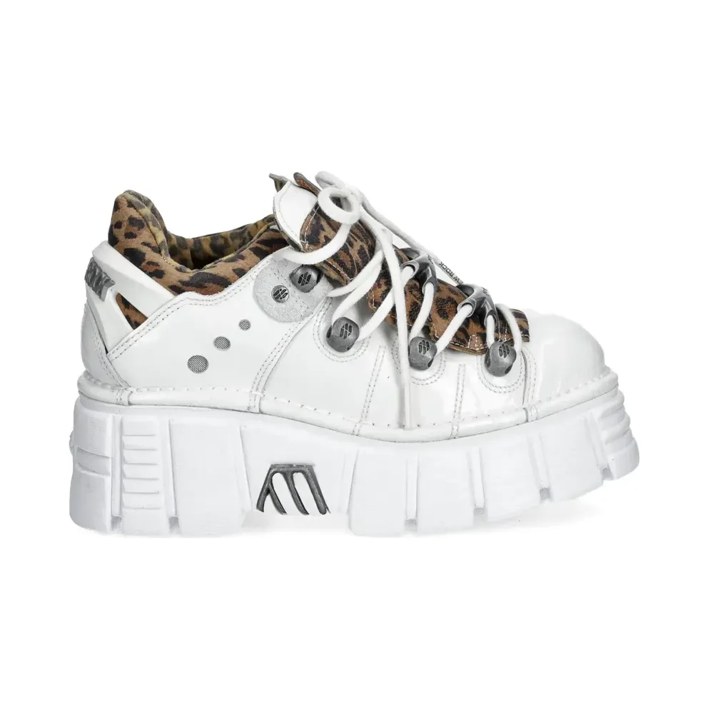 NEW ROCK Plateau- mit Leopardenmuster 60mm – White (M120NS9)