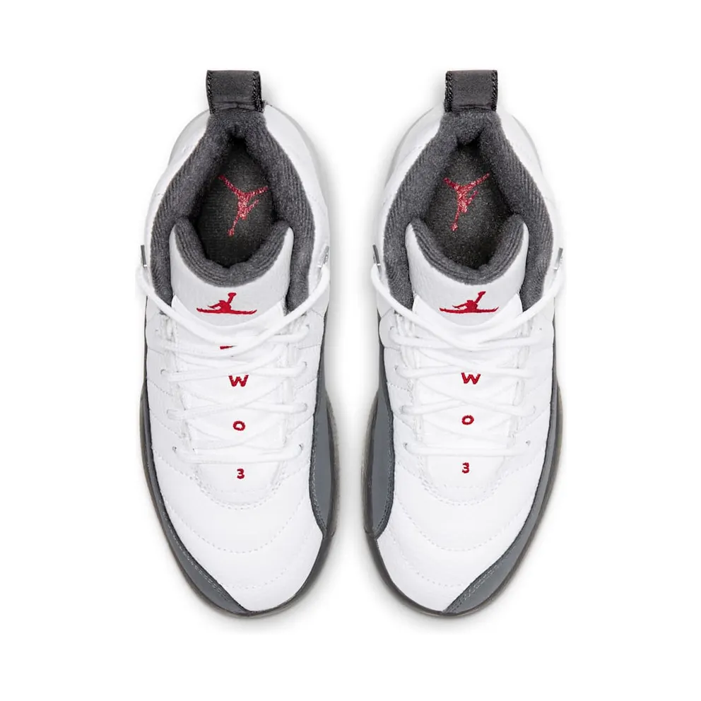 Jordan 12 Retro White Dark Grey (PS) White/Dark Grey-Gym Red (151186-160)