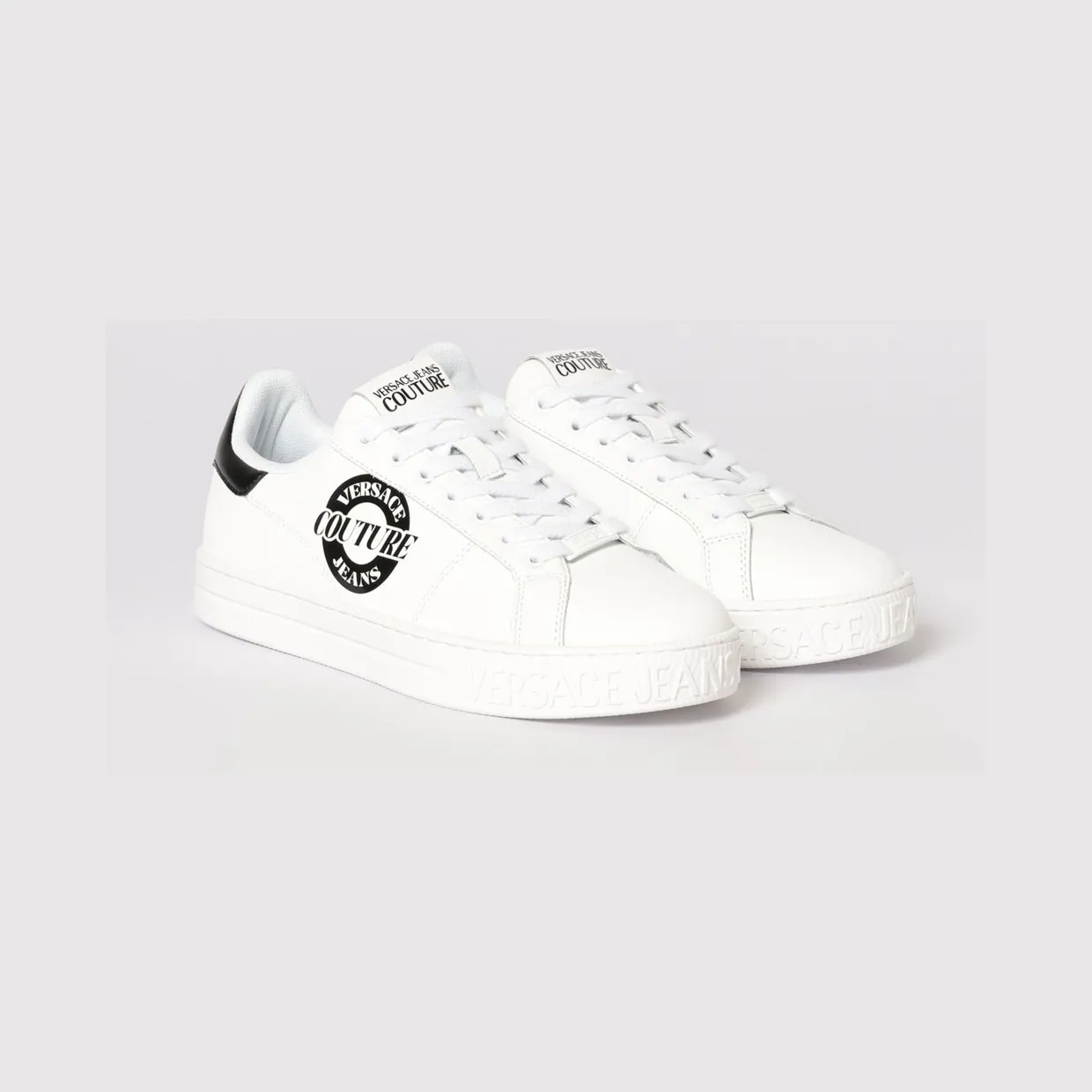 Versace Leather Sneakers with Logo White 1 (80YA3SK1ZPB81L02)