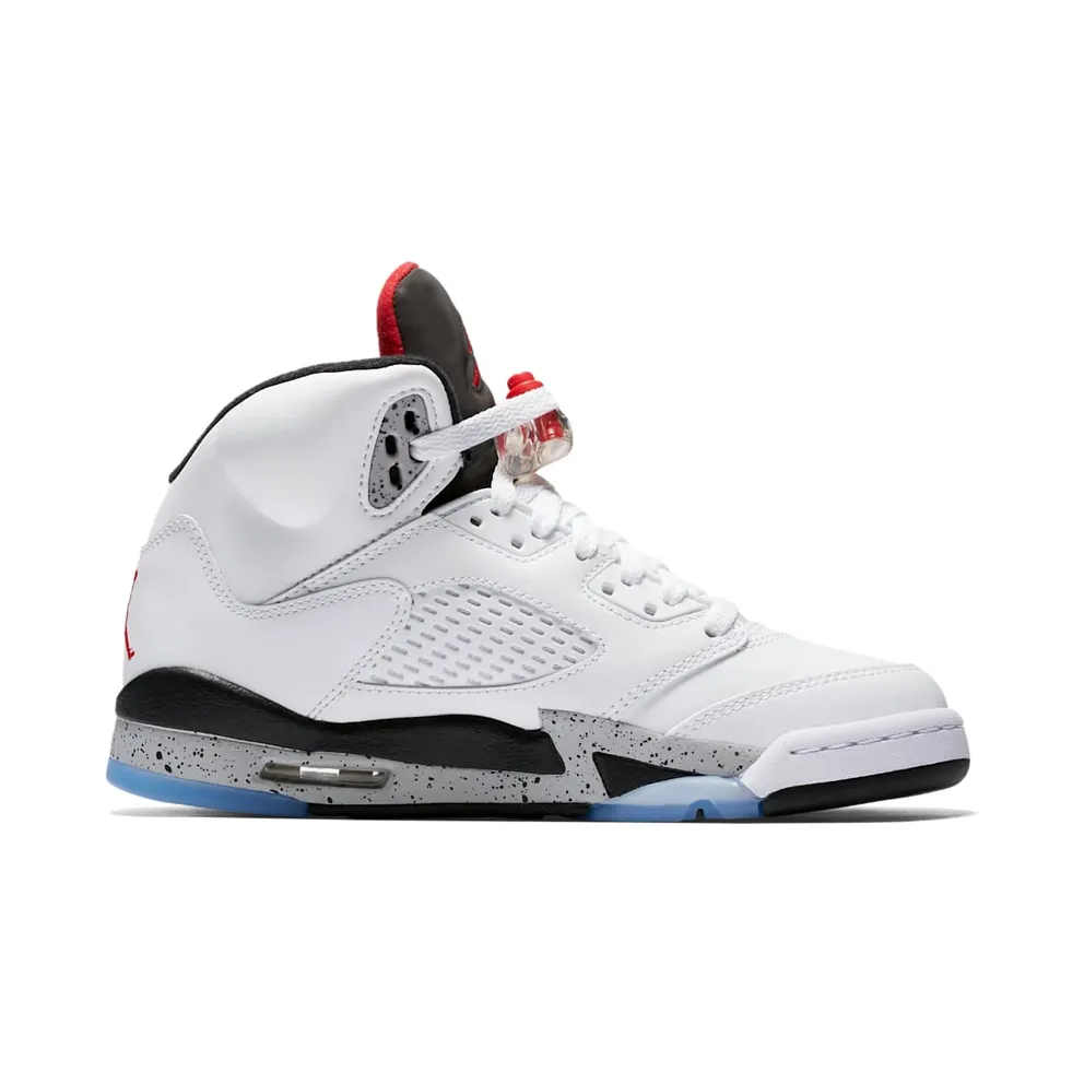 Jordan 5 Retro White Cement (GS) White/University Red-Black-Matte Silver (440888-104)