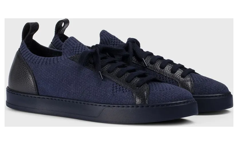 Doucal’s Technical Crochet Fabric and Leather Sneakers Blue (DU3381SPENPZ830BB00)