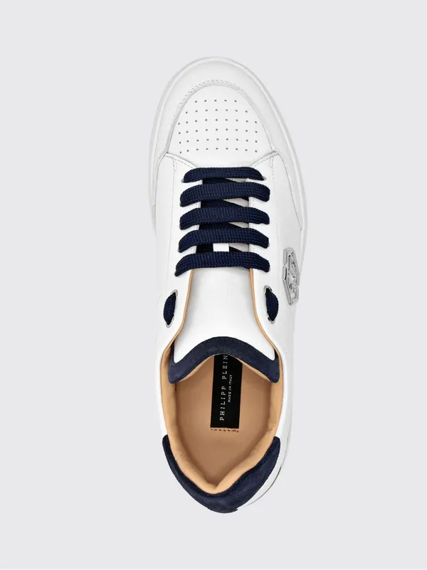 Philipp plein Leather and Suede Low-Top Sneakers with Monogram and Logo White (SADSUSC0537PLE022N0114) (3)