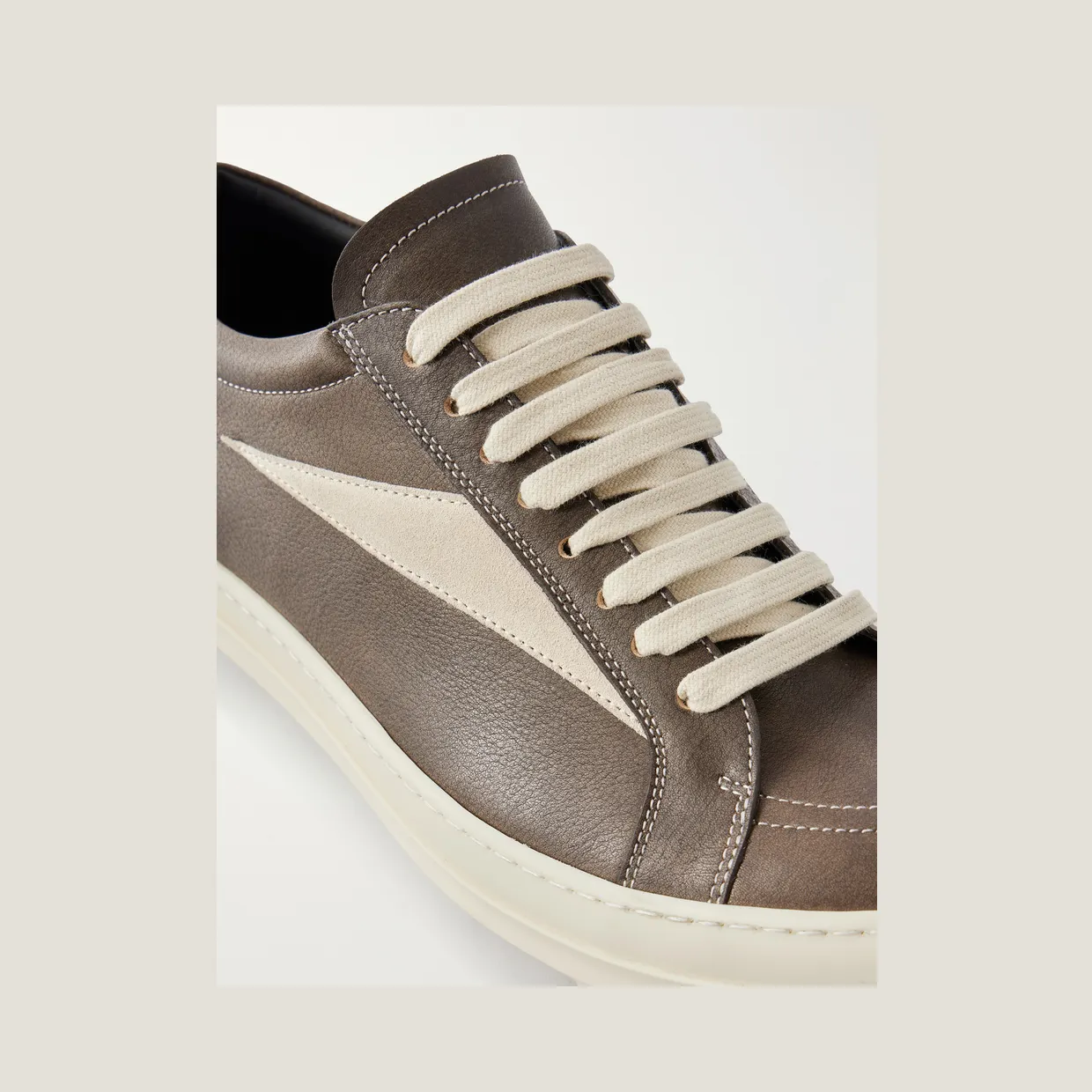 Rick Owens Vintage Sneaks Suede-Trimmed Full-Grained Leather Sneakers Brown (RR02F4897) (5)