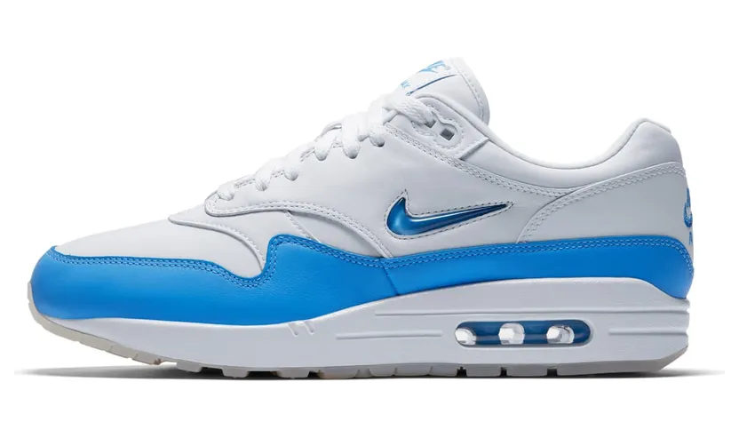 Nike Air Max 1 Jewel “White / University Blue / Pure Platinum” (918354-102)