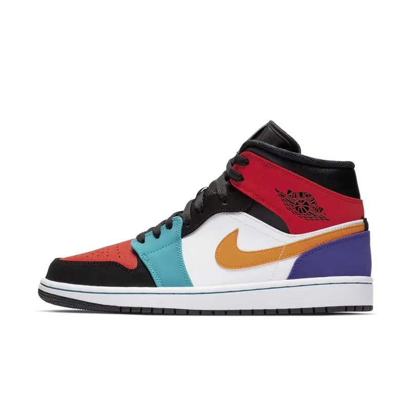Jordan  1 Mid Bred Multi-Color White/University Red-Black-Turbo Green (554724-125)