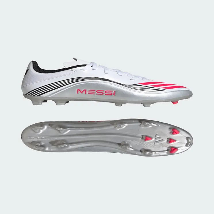 adidas F50 Messi League Firm/multi-ground Boots Kids “Cloud White / Lucid Red / Silver Metallic” (JP7454)