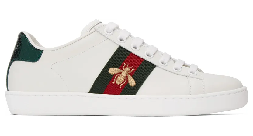 Gucci White Embroidered Bee Ace Sneakers (431942 02JP0)